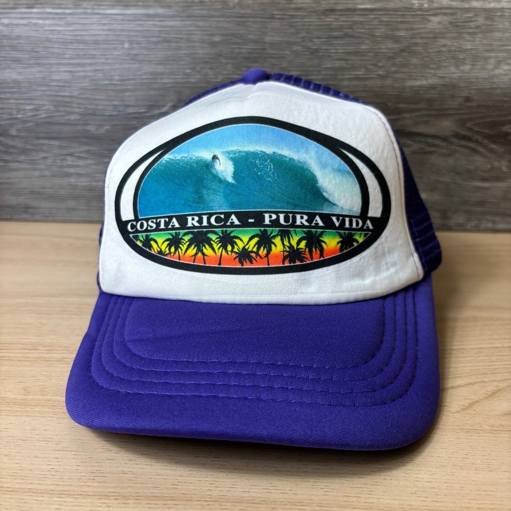 Vintage Costa Rica Hat‎ Cap Snap Back Purple Pura Vida Surf Surfing Adjustable